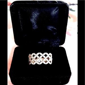14k White Gold 1/2 Carrot Natural Diamond Vintage Floral 9 Band Ring Size 9